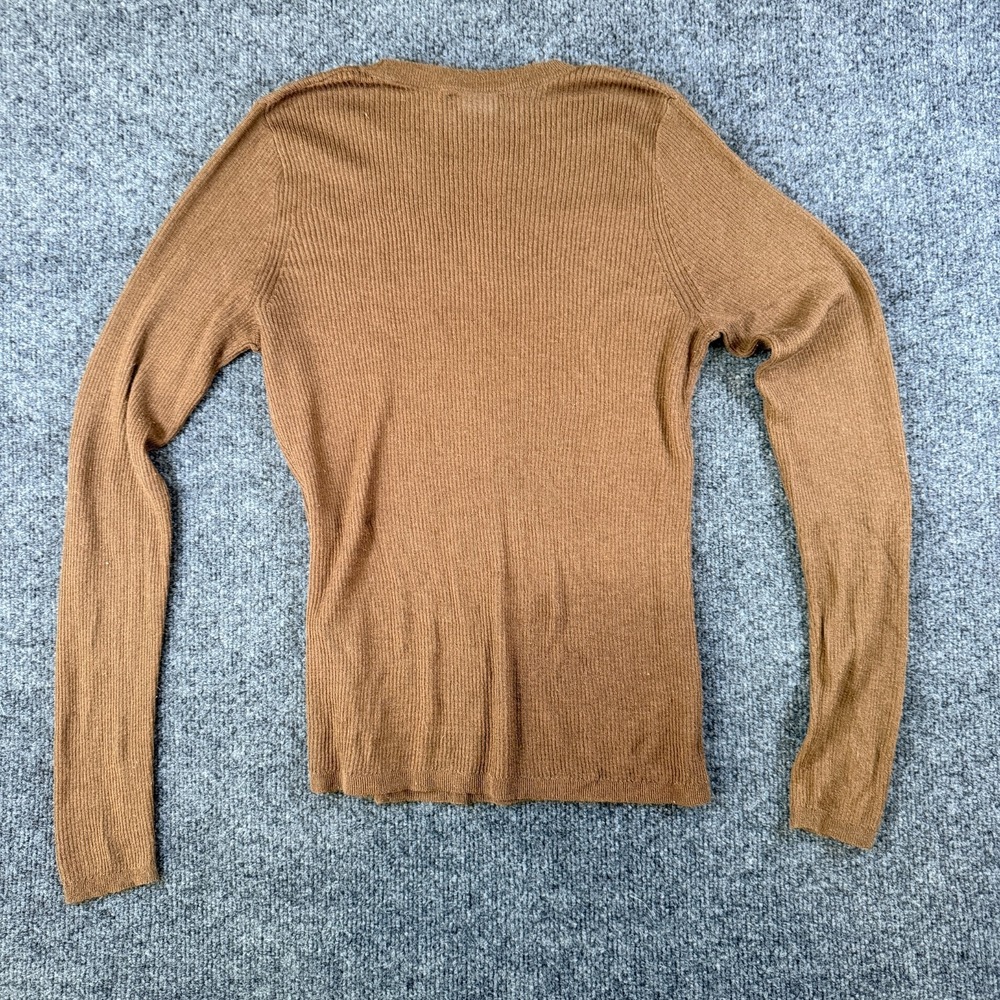 Gap Sweater Womens Medium Brown Soft Cozy Ribbed Knit Crew Neck Preppy Outerwear - Picture 7 of 8